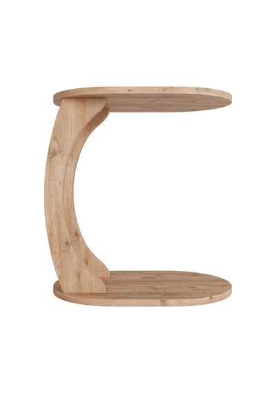 Oval Safir Meşe C Sehpa Modern,hareketli Tekerlekli Yan Sehpa Salon, Ofis, Yatak Odası Kahverengi