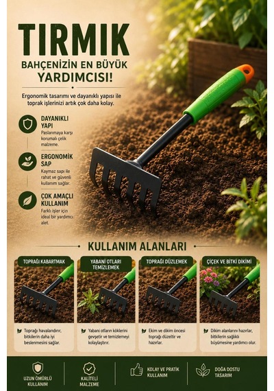 Çapa Tırmık Bahçe El Aleti Toprak Havalandırma Ve Yabani Ot Temizleme Aparatı