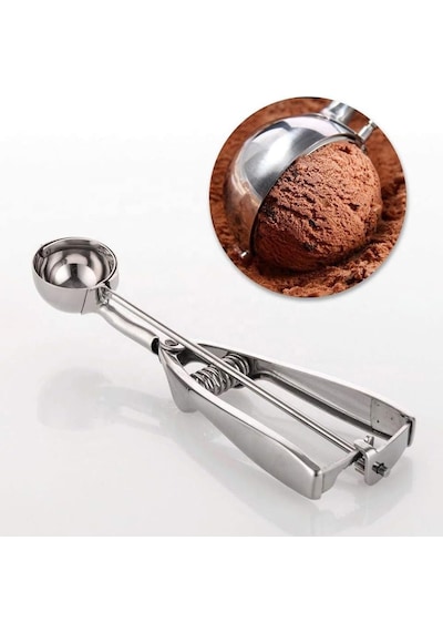Ivory Maşalı Küçük Dondurma Kaşığı Paslanmaz Çelik Yaylı Kurabiye Ve Dondurma Kepçesi, Pürüzsüz Top Çıkarıcı Tetikli Meyve Ve Meze Kaşığı Model: Ivo-dn101