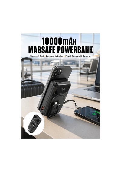 Novento 15w Kablosuz Hızlı Şarjlı 10000 Mah Powerbank Taşınabilir, Led Göstergeli Çok Renkli