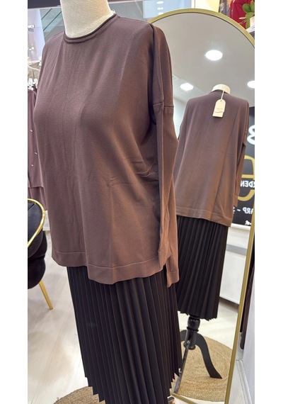 Nuss Triko Tunik Kahve K116 Kahverengi