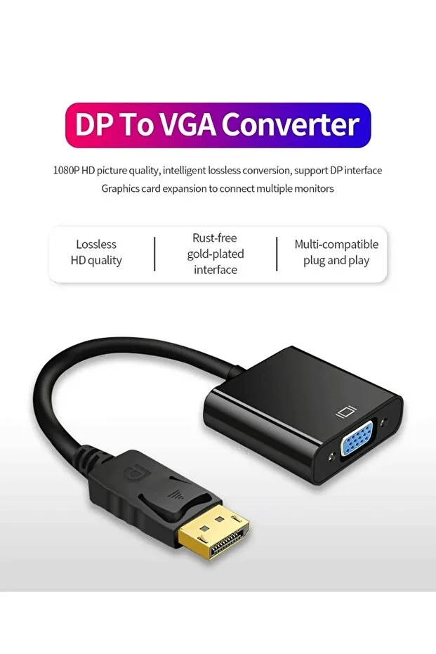 Displayport Dp Vga Adaptör Kablosu Erkek Dp Erkek Vga Dönüştürücü Pc Dizüstü Hdtv Monitör Için 10cm