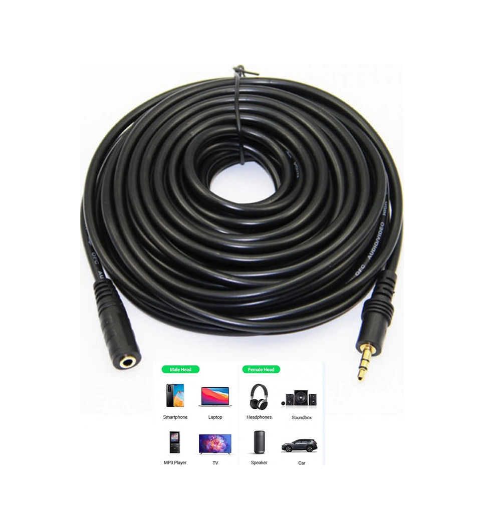 3.5mm Stereo Dişi Erkek Aux Kulaklık Uzatma Kablosu 15m