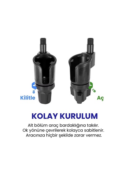 Upway Araç İçi Ayarlanabilir Tepsili Yiyecek Bardak Termos Telefon Tutucu