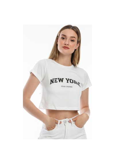 Kadın Newyork Baskılı Tişort Spr21y15 001