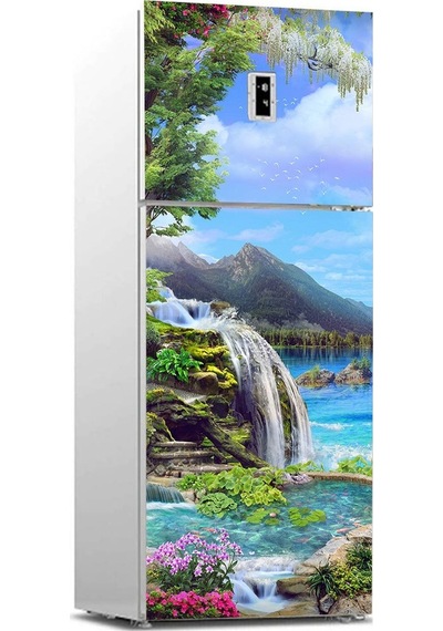 Buzdolabı Sticker Kaplama Dolap Kaplama Etiketi Göl Çiçekler