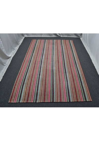 El Dokuma 5m2 Rengarenk Bukleli Pamuklu Kilim 6396