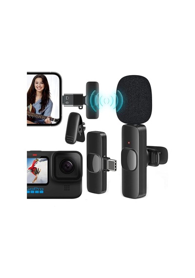 Ayt Magicvoice K8 Kablosuz Type-c Vlogger Yaka Mikrofonu Android Gopro Osmo Action Apple Uyumlu iPhone iPad Youtuber Yayın Mikrofonu