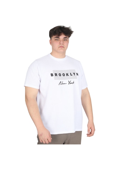 Mode Xl Büyük Beden Erkek Tişört Baskılı Brooklyn Waffle U25002 Beyaz Beyaz