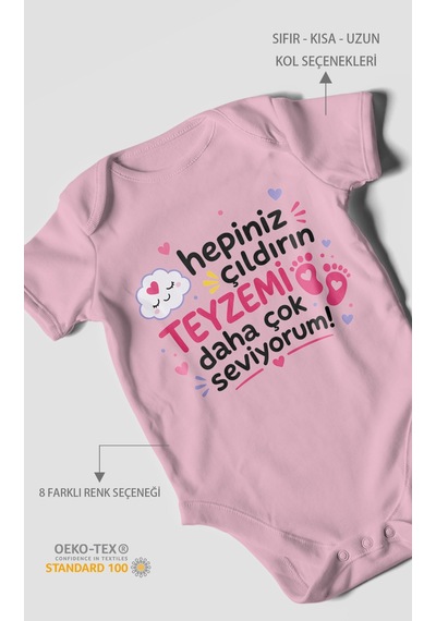 Morivokids Teyzeye Özel Kısa Kollu Bebek Body %100 Pamuk Zbn198-kk Koyu Pembe