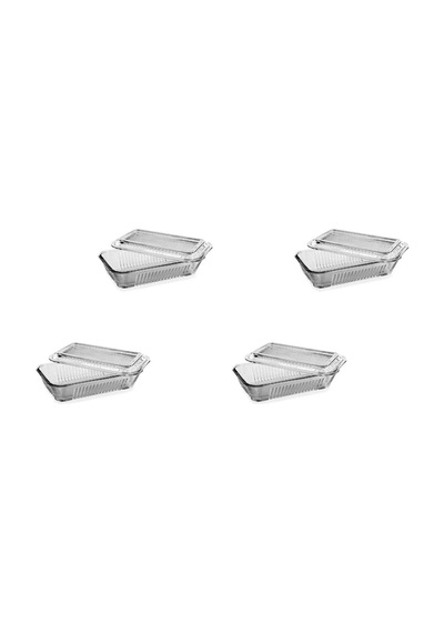 Tereyağlık Kahvaltılık Cam Saklama Kabı 4'lü Set 97711 Şeffaf