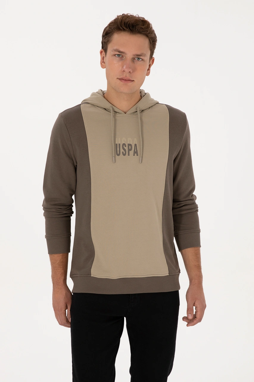 U.S. Polo Assn. Erkek Regular Fit Kapüşonlu Vizon Sweatshirt 50316365-VR052