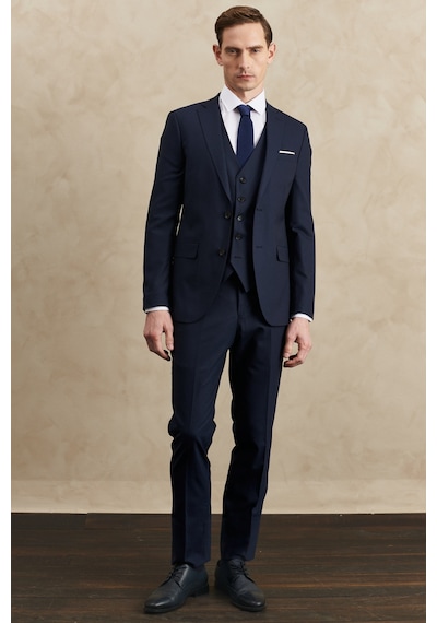 Ac&co Erkek Lacı Su Geçirmez Slim Fit Mono Yaka Yelekli Yünlü Nano Takım Elbise