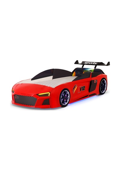 Kırmızı Arabalı Yatak V12 Audi Full Ledli Kumandalı Ve Müzikli