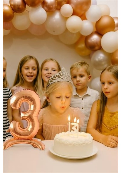 Folyo Rakam 3 Ayaklı 32 İnç 81 Cm Masa Üstü Doğum Günü Yaş Balonu Çok Renkli