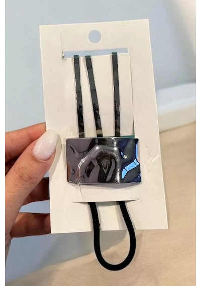 Caş Dekorasyon Gümüş Renkli Metal Lastik Toka Ve Tel Toka Seti Gümüş