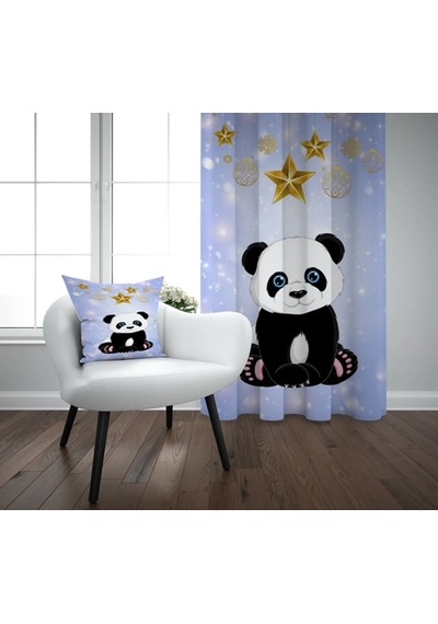 Sevimli Panda Çocuk Odası Tek Kanat Fon Perde