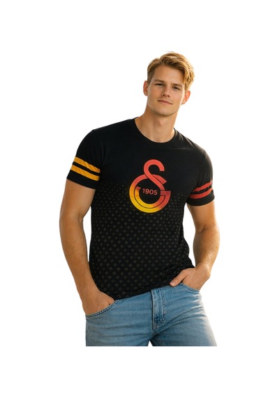 Galatasaray Lisanslı Siyah Basic Ve Siyah Logo Baskılı T-shirt Hediyeli Siyah