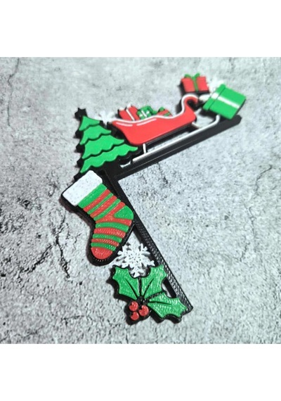 Yılbaşı Temalı Işık Anahtarı Süsü Sol 3d Baskı Noel Kızak Ve Hediye Dekoru