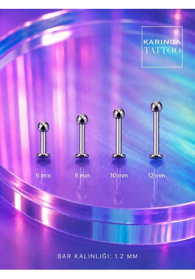 Titanyum Piercing Labret Tragus Flat Conch Dudak Nostril çok renkli