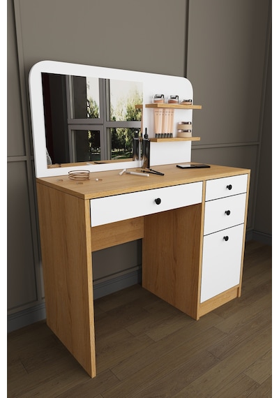 Modern Çekmeceli Aynalı Makyaj Masası %100 Mdf Takı Düzenleyici Dolap Mam02 Beyaz - Karına Modern Çekmeceli Aynalı Makyaj Masası %100 Mdf Takı Düzenleyici Dolap Mam02 Beyaz - Karına