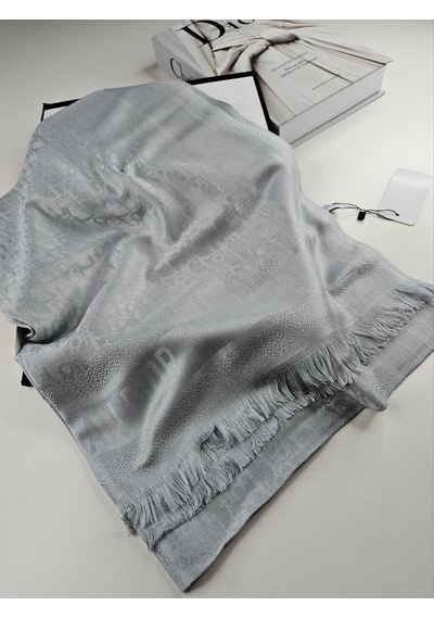 Cd Desen Kaşmir İpek Şal Silk Scarfs Hijab İthal Ürün Gri