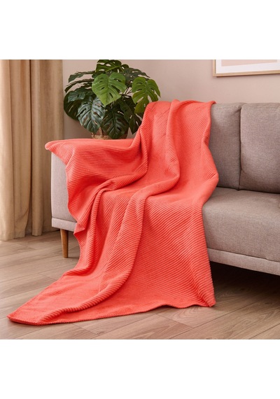 Soft Moza Pamuklu Tv Battaniyesi - Yavruağzı - 130x170 Cm Renkli