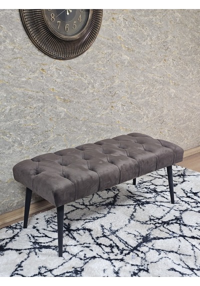 Zafir Siyah Boyalı Sivriltme Ayaklı 90 Cm Puf Bench - Puf - Bench - Kasalı Oturak - Oturak - Yatak Ucu Puf Kahverengi