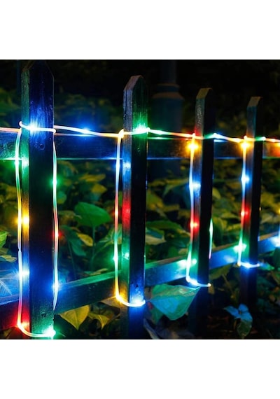 Tr Güneş Enerjili Esnek Şerit Hortum Bahçe Aydınlatması 10 Metre Rgb Çok Renkli