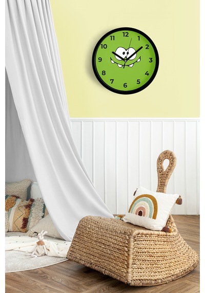 Çocuk Odası Duvar Saati - 25cm - Önü Camlı Siyah Kasa - Sessiz Mekanizma-jh1080 Siyah