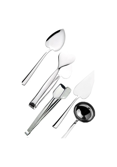 Nehir Paslanmaz Çelik 5'li Servis Maşa Spatula Kaşık Izgara Kepçe