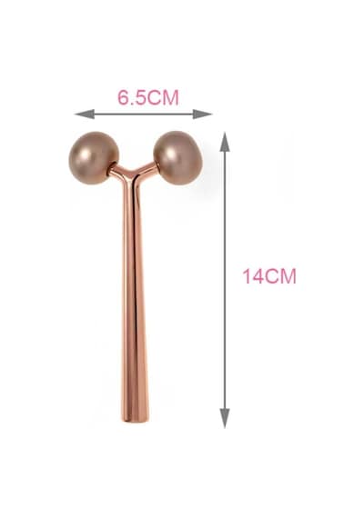 Metal Yüz Masaj Aleti Face Yoga Guasha 3d Roller Graston Aparatı Altın Renk