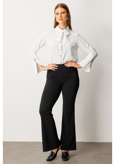 On Fashion İnce Fitilli İspanyol Tayt Pantolon siyah