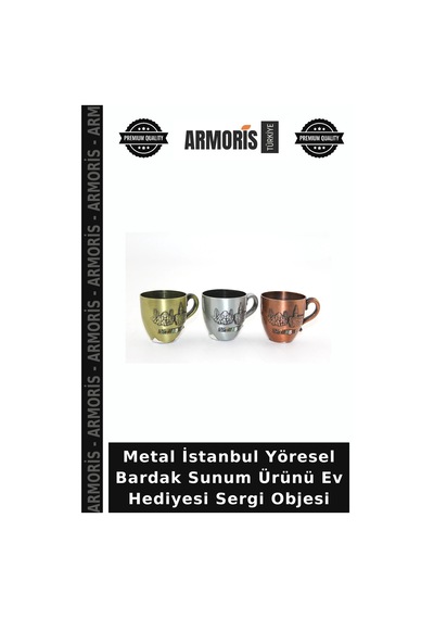Metal İstanbul Yöresel Bardak Sunum Ürünü Ev Hediyesi Sergi Objesi Çok Renkli