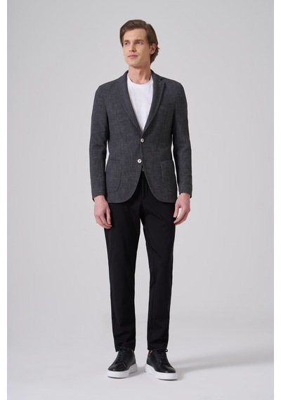 Morven Erkek Siyah Polyester Trend Desenli Slim Fit Ceket 26ys002002001 Siyah