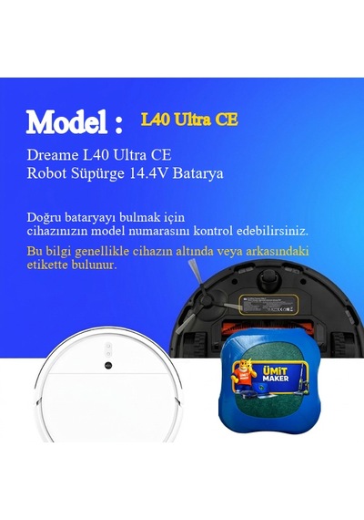 Dreame L40 Ultra Ce Robot Süpürge 5200 Mah Batarya