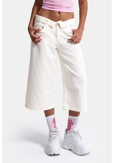 Itsbasic Kadın Kırık Beyaz 7s6-101 Straight Fit Maxi Bermuda Denim Şort