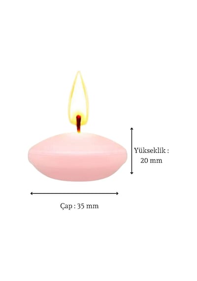 50'li Paket 3.5 Cm Açık Pembe Yüzen Mumlar Pembe