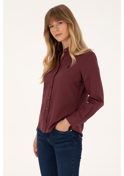 U.S. Polo Assn. Kadın Bordo Uzun Kollu Basic Gömlek 50316711-VR177 U.S. Polo Assn. Kadın Bordo Uzun Kollu Basic Gömlek 50316711-VR177