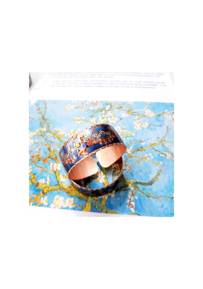 Copper Anatolian Van Gogh Almond Blossom 1890 Bakır Bilezik Ayarlanabilir Rose Gold