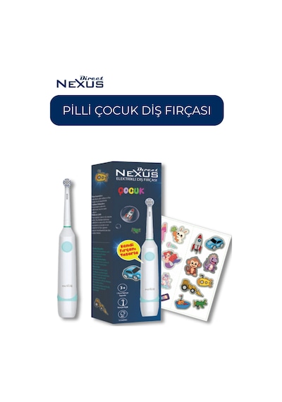 Çocuk Pilli Diş Fırçası Sticker Setli, Yumuşak Uçlu, Ipx7 Su Geçirmez
