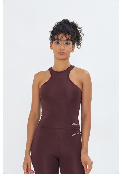 Sportempt Lesa Wear Çapraz Detaylı Basic Spor Crop Atlet Kahverengi