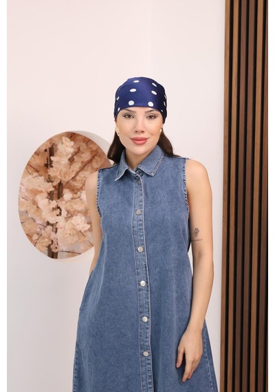 Kadın Açık Mavi Sıfır Kol Gömlek Yaka Denim Kot Elbise