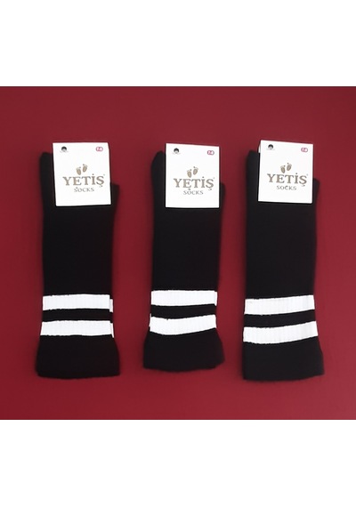 Yetiş Socks Dizaltı Kız Çocuk Okul Çorabı 3'lü Paket Siyah