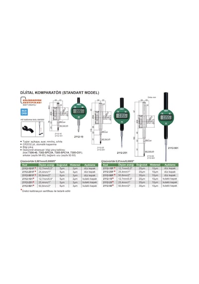 Insize 2112-10F Dijital Komparatör Düz Kapaklı (Standart Model)