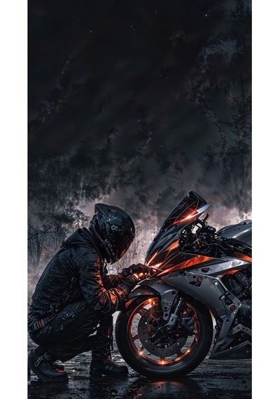 Siyah Kasklı Motorcu Cam Tablo