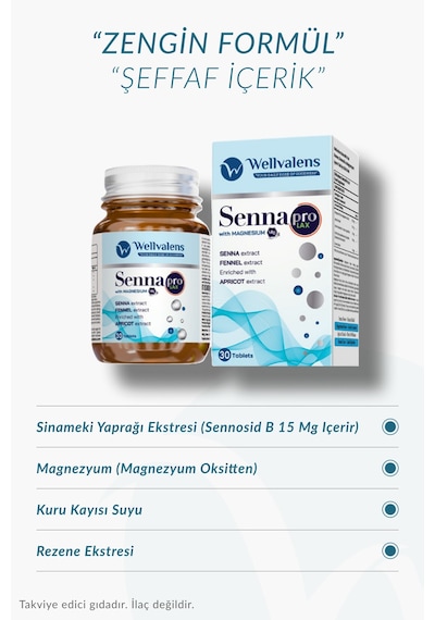Sennapro Lax Sinameki, Magnezyum, Kayısı & Rezene İle Sindirim Konforu Ve Bağırsak Desteği 30 Tablet