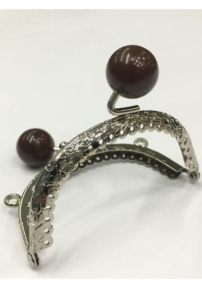 Karantuhafiye Çanta Ve Cüzdan Klipsi Oval 20 Cm Incili Model Gümüş Kahve İnci Gümüş Kahve İnci Çok Renkli
