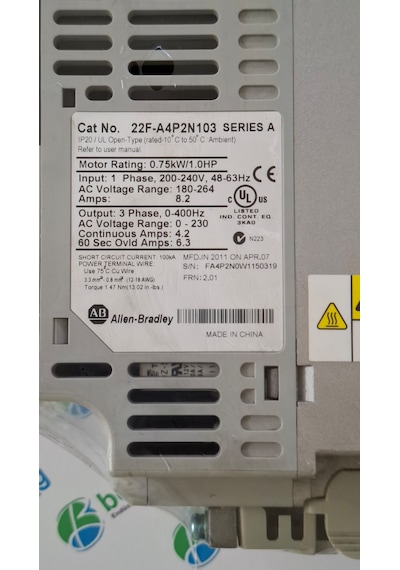Allen-bradley Power Flex 4m 22f-a4p2n103 0.75kw Sürücü 0.75 Kw 4,5 A Mono Phase Control Inverter Allen-bradley Power Flex 4m 22f-a4p2n103 0.75kw Sürücü 0.75 Kw 4,5 A Mono Phase Control Inverter