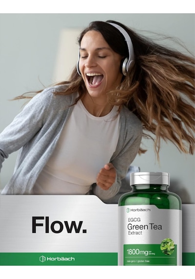 Horbäach Egcg Green Tea Extract 180 Capsul Max Potency Non-g...